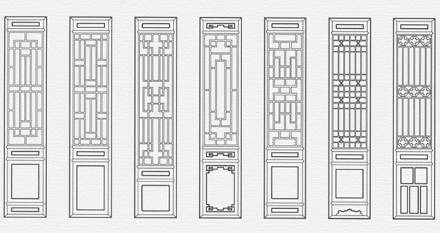 虎林常用中式仿古花窗图案隔断设计图